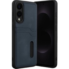 Buğz Samsung Galaxy S25 Edge Sara Kartvizitli Deri Kılıf - Lacivert