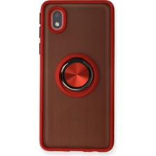 Buğz Samsung Galaxy A01 Core Kılıf Montreal Yüzüklü Silikon Kapak - Kırmızı
