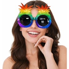Uravas Store Tropikal Ananas Tasarımlı Renkli Hawaii Parti Gözlüğü