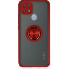 Buğz Oppo A15 Kılıf Montreal Yüzüklü Silikon Kapak - Kırmızı