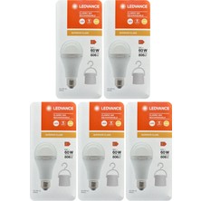 Avarson (5 Adet) Ledvance 8W SARI Işık (2700K) E27 Duylu (Kalın Duy) Şarjlı Ampul