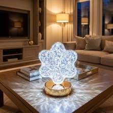 Sora Home® Çiçek Model Kristal LED Masa Lambası – Dokunmatik, 3 Renk Işık Modlu, Şarjlı Mini Dekora
