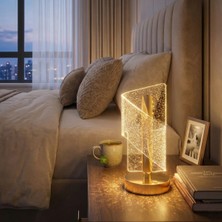 Sora Home® Çapraz Kavisli Kristal Simli LED Masa Lambası – Gold Gövdeli, Dokunmatik, 3 Kademe Işık