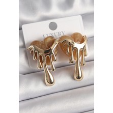 Prativas Pirinç Gold Renk Krem Sedefli Akan Model Kadın Küpe