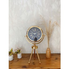Gold Metal Mini Tripod Zarif Masa Saati 45×26 cm