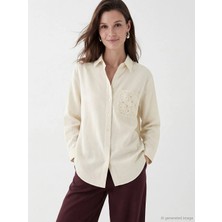 LC Waikiki Lcw Modest Ekru Keten Karışımlı Kadın Gömlek Tunik