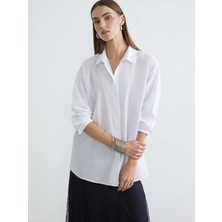 LC Waikiki Lc Waıkıkı Beyaz Oversize Poplin Kadın Gömlek Tunik