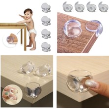Uravas Store Bebek Çocuk Yumuşak Esnek Dairesel Şeffaf Yapışkanlı Güvenlik Köşe Koruyucu (4 Adet)