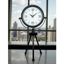 Black Elegant Metal Üç Ayaklı Masa Saati