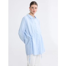 LC Waikiki Lcw Everyday Mavi Büzgülü Kadın Gömlek Tunik