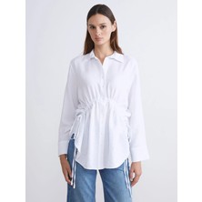 LC Waikiki Lcwaıkıkı Classic Ekru Bağlama Detaylı Kadın Gömlek Tunik