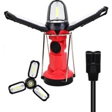 Uravas Store P-8801 Şarjlı Katlanabilir 3xcob Led+ 3W LED Çok Fonksiyonlu Kamp Feneri
