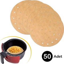 Sora Home Evitrin home® 50 Adet Air Fryer Pişirme Kağıdı Tek Kullanımlık Gıda Pişirme Kağıdı Delikli Yuvarlak Mo