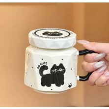 3D Kedi Figürlü Kapaklı Kupa Bardak Sevimli Kedi Kupa Bardak Hediyelik Kupa