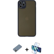 Cepte Toptan iPhone 11 Pro Max Ahenk Çizgi Serisi - Siyah 3D Antistatik Seramik Nano Ekran Koruyucu + Açık Yeşil Metal Kamera Lens Koruma Cam
