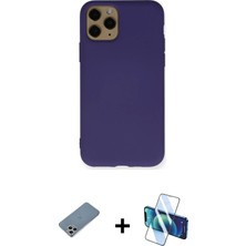 Cepte Toptan iPhone 11 Pro Ahenk Serisi - Siyah 3D Antistatik Seramik Nano Ekran Koruyucu + Gümüş Shine Kamera Lens Koruma Cam