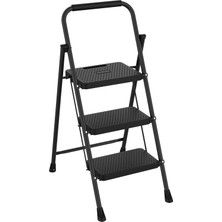 Asil Kaymaz Basamaklı Katlanır Metal Merdiven | Güvenlik Kilitli, Taşıma Saplı, Dayanıklı Ev Tipi Merdiven (3-4 Basamak Seçenekli)