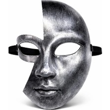 Uravas Store Antik Efektli Gümüş Yarım Yüz Parti Maskesi