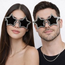 Uravas Store Gümüş Renk Disko Yıldızı Parti Gözlüğü 16X7 cm
