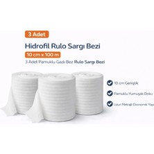 Hidrofil Rulo Sargı Bezi 10 cm x 100 M 3 Adet Pamuklu Gazlı Bez Rulo Sargı Bezi
