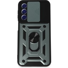 Buğz Samsung Galaxy M34 5g Kılıf Pars Lens Yüzüklü Silikon - Yeşil