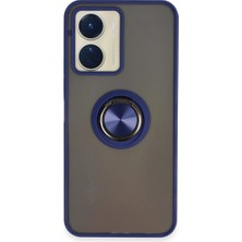 Buğz Vivo Y16 Kılıf Montreal Yüzüklü Silikon Kapak - Lacivert