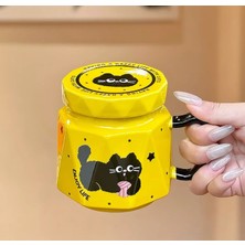 3D Kedi Figürlü Kapaklı Kupa Bardak Sevimli Kedi Kupa Bardak Hediyelik Kupa