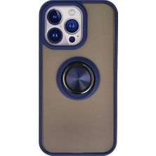 Buğz Iphone 15 Pro Kılıf Montreal Yüzüklü Silikon Kapak - Lacivert
