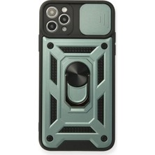 Buğz Iphone 11 Pro Kılıf Pars Lens Yüzüklü Silikon - Yeşil