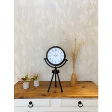 Siyah Metal Mini Tripod Roma Rakamlı Masa Saati 45×26 cm