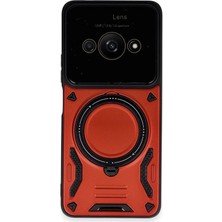 Buğz Xiaomi Poco C61 Kılıf Joy Lens Standlı Kapak - Kırmızı