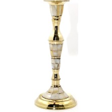 Buğz Tekli Pirinç Sedefli Şamdan Model 1