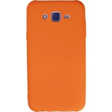 Buğz Samsung Galaxy J7 Kılıf Nano Içi Kadife Silikon - Turuncu