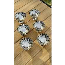 Ogeda Home 6'lı Isritidye Huni Ayaklı Gümüş Kahve Yanı Lokumluk, Makaronluk, Şekerlik,lokumluk