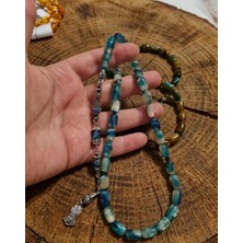 Plaka53 Shop Gümüş Kaplama Püsküllü Kapsül Kesim Reçine Sıkma Kehribar Tesbih 7X12 mm