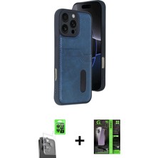 Cepte Toptan iPhone 16 Pro Yörünge Işık Serisi - Şeffaf 360 Full Body Arka Koruyucu + Siyah Raze Metal Kamera Lens