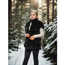 Velmora Fashion Kolsuz Hakiki Kürk - Siyah -