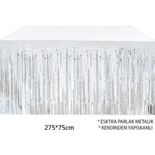 Uravas Store Gümüş Metalize Masa Eteği 275X75 cm – Kendinden Yapışkanlı