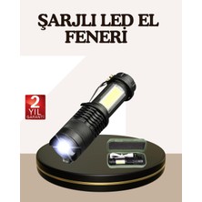 Uravas Store Küçük Boy Şarjlı LED El Feneri Taşınabilir Klipsli