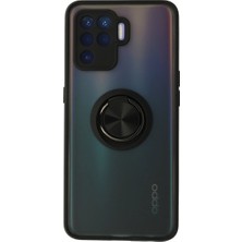 Buğz Oppo Reno 5 Lite Kılıf Montreal Yüzüklü Silikon Kapak - Siyah