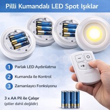 EyluX Shop 3 Lü Kumandalı Yapışkanlı Kablosuz Pilli LED Spot Lamba Mutfak,salon ve Merdiven Işıklandırma