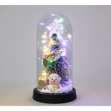 Uravas Store Yılbaşı Temalı Işıklı Dekoratif Cam Fanus ALK5079