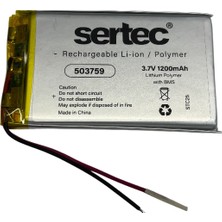 SHC4200 Sertec 503759 3.7V 1200 Mah Li-Polymer Pil (DEVRELI/1.5A)