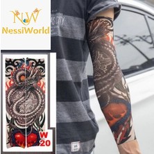 Uravas Store Giyilebilir Kol Dövmesi Çorap Dövme 3D Baskılı Kol Bacak Dövme 2 Adet Model 7