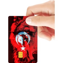 Huggy Craft Bozkurt Türk Kırmızı Renk Parlak Kredi/banka Kart Kaplama Sticker