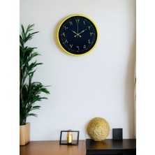 HVT 36 cm Sarı Dekoratif Arapça Rakamlı Duvar Saati