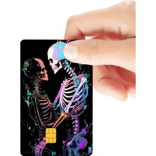 Huggy Craft Iskeletlerin Aşkı Temalı Parlak Kredi/banka Kart Kaplama Sticker