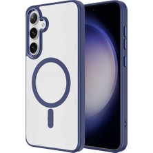 Büşra Ayhan Galaxy S26 Plus Kılıf M-Safe Şarj Özellikli Zore Krom M-Safe Silikon Kapak - Lacivert