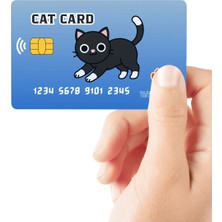 Huggy Craft Cat Card Mavi Kedi Kartı Temalı Parlak Kredi/banka Kart Kaplama Sticker