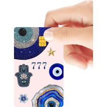 Huggy Craft Nazar Boncuklu 777 Yazılı Parlak Kredi/banka Kart Kaplama Sticker